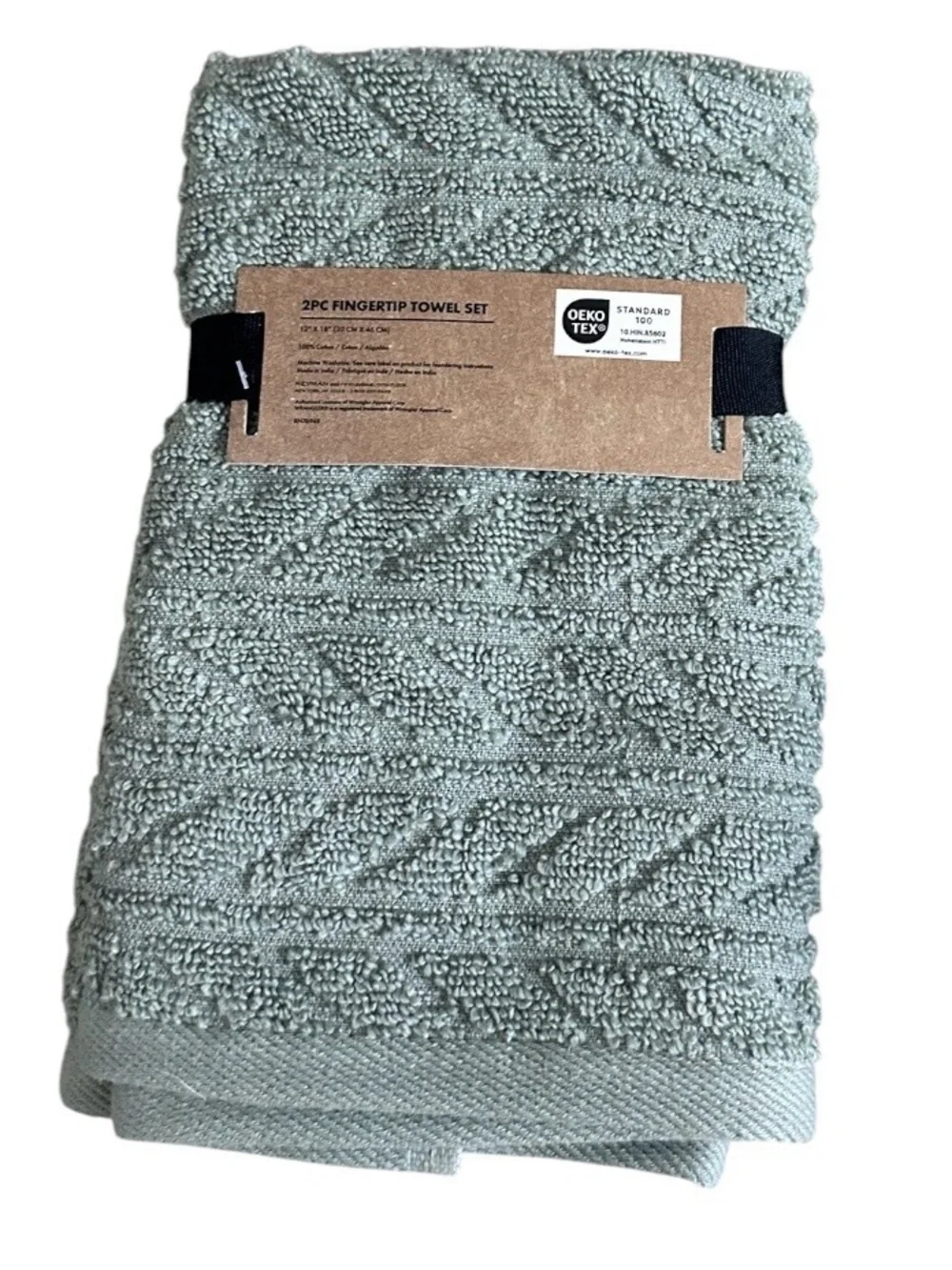 Wrangler 8 Pc Bath Towel Set NWT Broome Green Textured 2 Bath 4 Wash 2 Fingertip